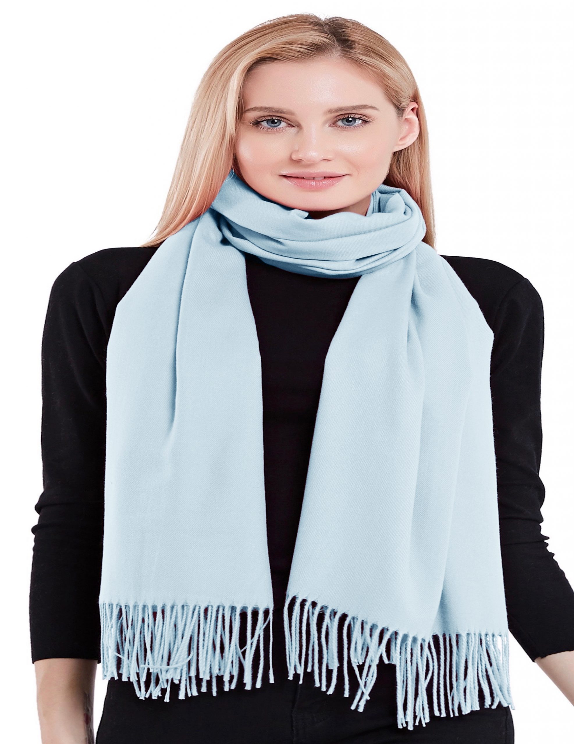 Baby Blue 100% Cashmere 2 Ply Shawl Hand Made from Nepal Scarf Wrap NEW ...